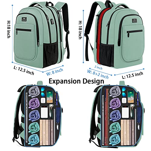 Matein Laptop Backpack For Women, Expandable 15.6 Inch School Backpack With Usb Charging Port, Anti Theft Travel Backpack, Water Resistant College Bookbag For Computer Bag Gifts For Men Women, Cyan #TOP1