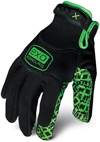 Ironclad mens Work Gloves EXO GRIP BLACK , Black & Green, Large Pack of 1 US