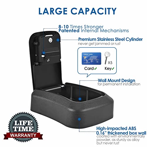 Giverare Key Lock Box, Wall Mount 4 Digits Combination Lockbox Outside, Waterproof Outdoor Key Hider For House Key, Resettable Safe Security Password Box With Mounting Kit-Black #TOP2