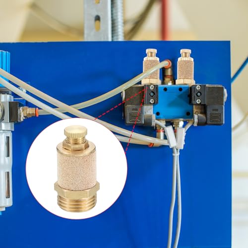 PATIKIL Luft Pneumatik Schalldämpfer Oben Verstellbarer Luftstrom Geschwindigkeitsregler G1/2 Außengewinde Gesinterter Bronze Auspuff Schalldämpfer Für Kompressor Zylinder Ventile