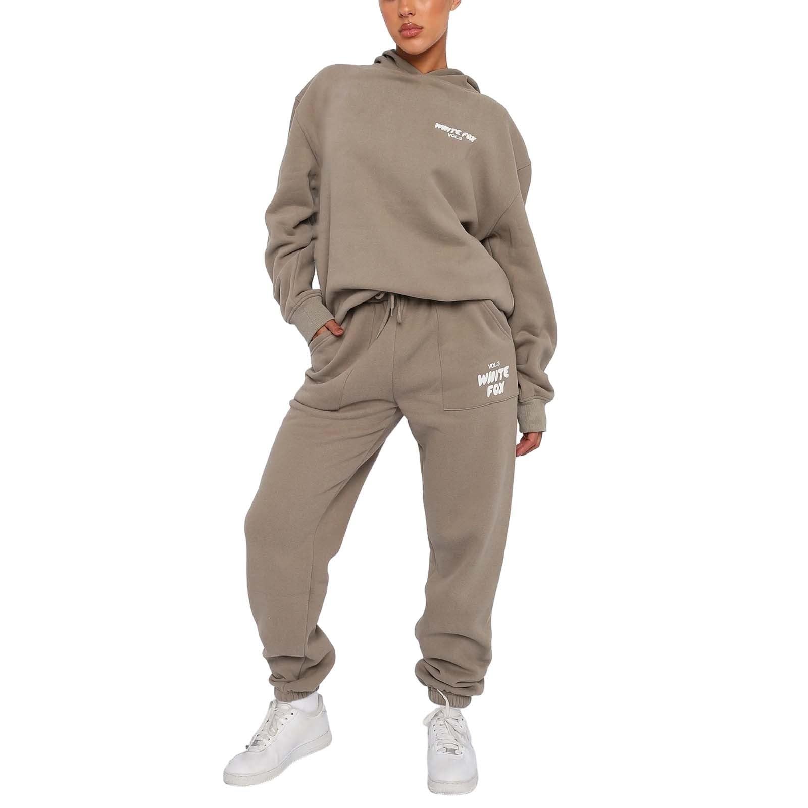 genericWhite Foxy Tracksuit Set Suits Hoodie Hoodies for Women UK Casual  Letter Outfit Sweatshirt Sweatpants Hooded Oversized Loungewear Y2K Long