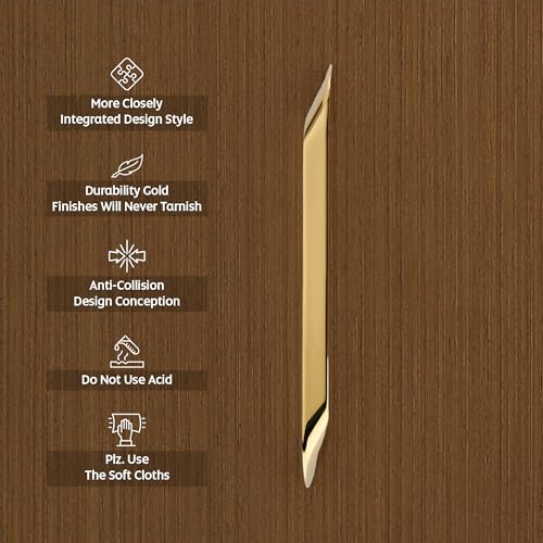 Image of LAPO 6 Inch Cabinet Handles for Drawer and Almirah, Designed for Kitchen Furniture, Easy Comfortable Grip, DIY Mounting, 3 Years Warranty (160mm, PVD Gold Finish, Pack of 6) - Twist