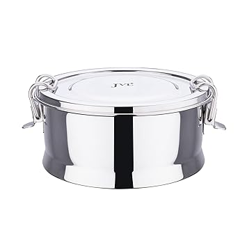 Stainless Steel Lunch Box For Kids, Single One Layer Leakproof Tiffin Box For School And Office Use With Inner Plate - Round - Small Size, 500 milliliter