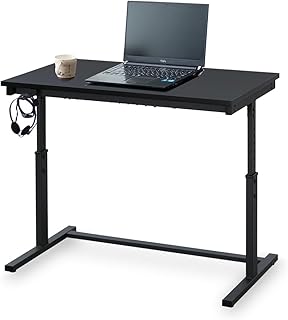 Iris Ohyama UDD-1000 Computer Desk, PC Desk, Elevating Side Table, Stylish, Desk, Office, Width 39.4 inches 100 cm, Black
