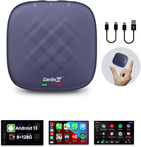 CarlinKit Android 12 AI Box Max - Caja de video multimedia con adaptador para autos CarPlay con cable, red 4G, Dual BT, 8+128G, Google