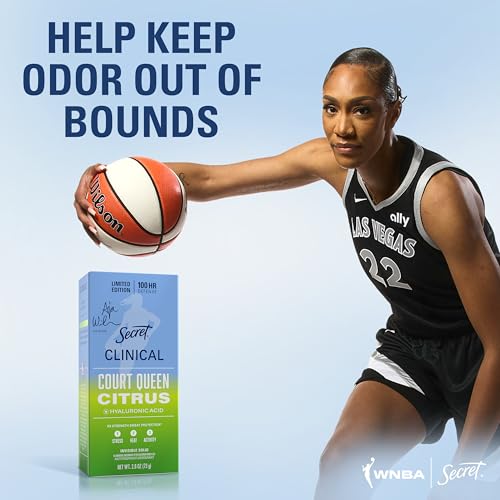 Image of Secret Clinical Strength 100HR Defense, Invisible Solid Antiperspirant Deodorant for Women, A'Ja Wilson Edition, Triple Threat Sweat Protection, Hyaluronic Acid, Court Queen Citrus Scent, 2.6 oz