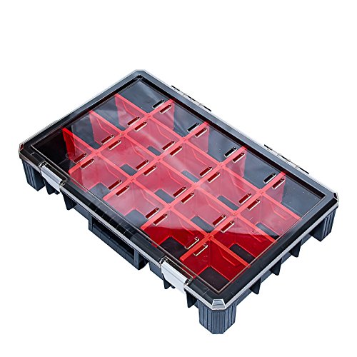 ADB Organizer/Kleinteilemagazin/Sortierkasten/Sortimentskasten/Plastik Aufbewahrungsbox / 20 Fächer mit herausnehmbaren Trennwänden, HD 600 Flex, Schmucksch