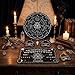 Threan Pendulum Dowsing Divination Board with Amethyst Set Wooden Spirit Talking Board Metaphysical Message Crystal Pendulum Necklace with Planchette for Wiccan Supply(Eye Style)