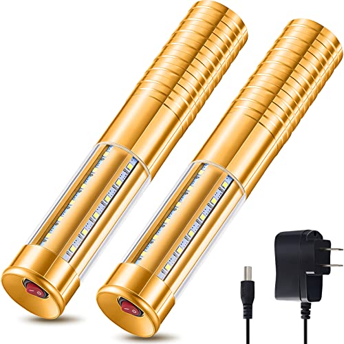 2 Pieces LED Strobe Baton Light LED Bottle Service Light Reusable LED Light Champagne Bottle Handheld Light for Party Concert Event Outdoor (Gold, White Light)