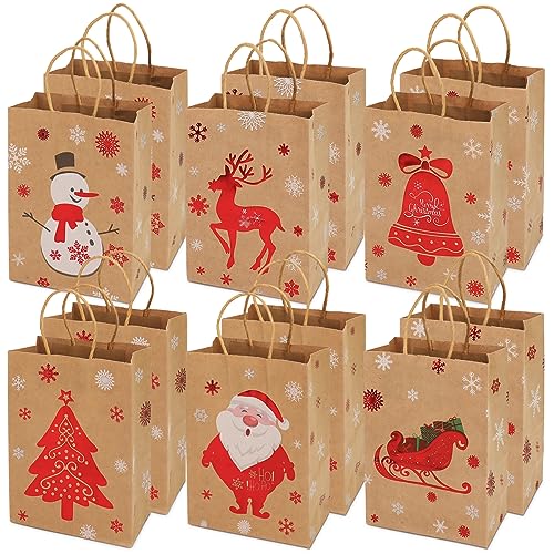 Sacs Cadeaux de Noël en Papier Kraft Assortis - Emballage Pratique pour Vos Cadeaux d'Invités