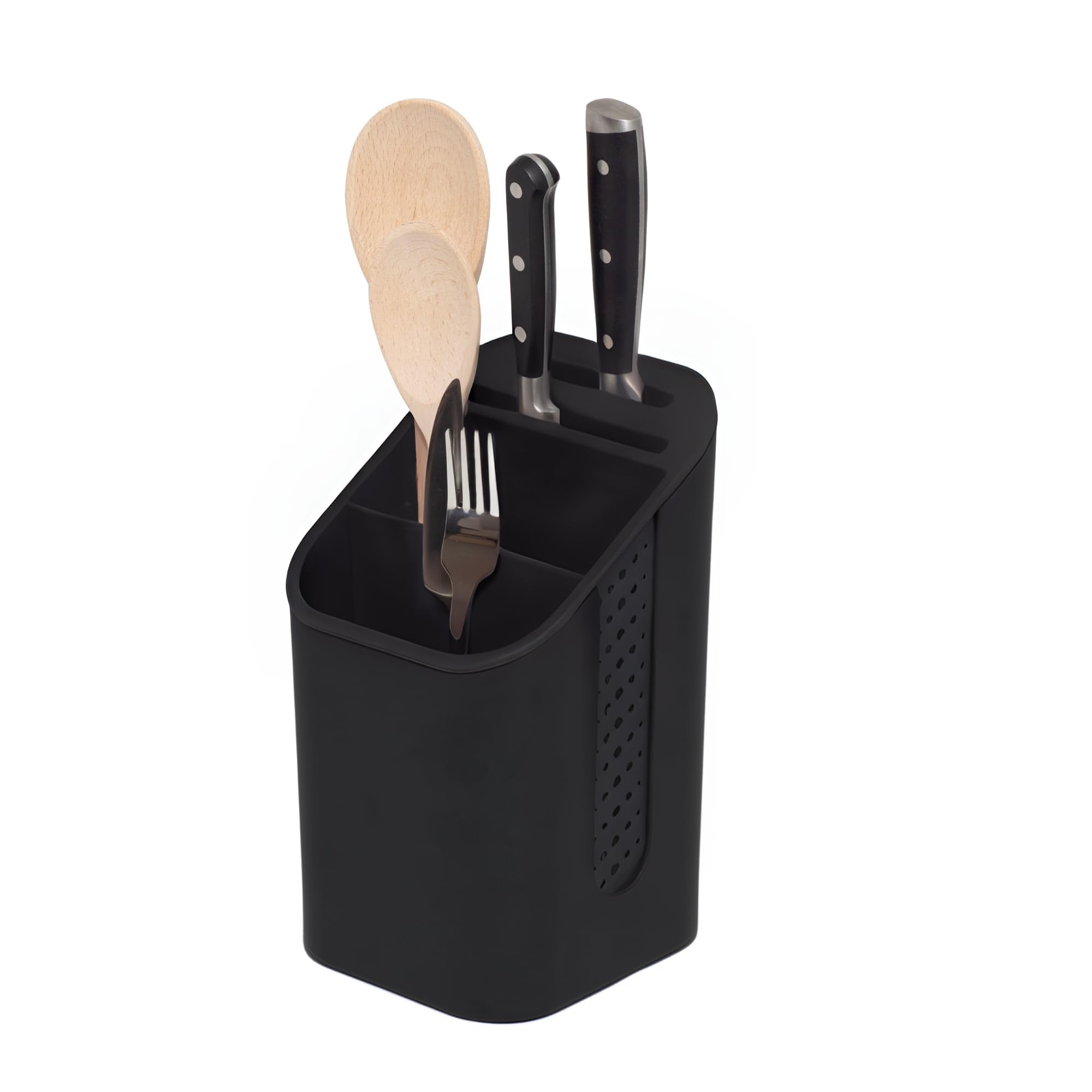 Simplywire Black - Kitchen Sink Caddy - Utensil Organiser With Knife Holder - Cutlery Tidy -Removable Drip Tray - Non-Slip