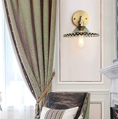 Aplique de pared vintage E27 con pantalla de vidrio verde y soporte ajustable 3