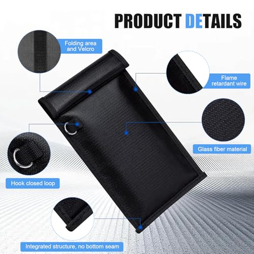 Bawkars 2 PCS Phone Faraday Bags, Key Fob Protector, No Interference Signal Shielding Pouch, Water and Fireproof Faraday Bags for Phones and Car Keys, WiFi/RFID/GPS Signal Jammer (Black)