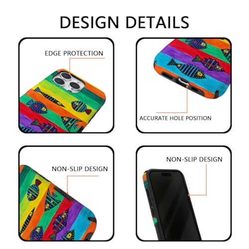 2-in-1 Magnetic Case for iPhone 16 Pro,Double Layered Hybrid Anti Slip Shock Absorbing Daily Commuting Matte Cover for Girl/Women Compatible with iPhone 16 Pro Rainbow Folk Fish by Generic - Used condition - Image 5
