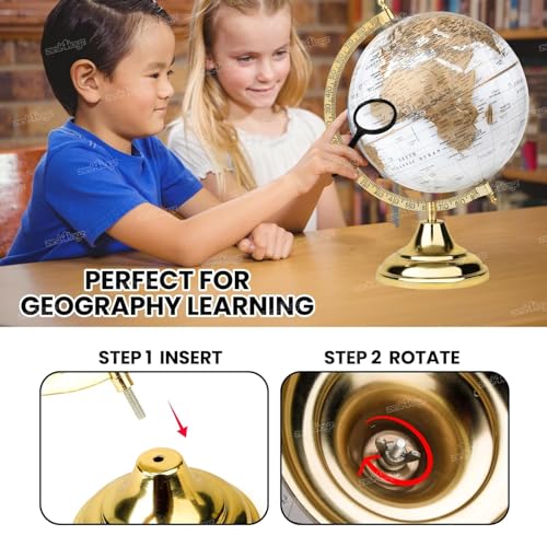 Image of Zest 4 Toyz Educational World Globe for Study With Magnifying Glass | 12 inch Height | Globe for Kids | Educational Learning Toy | Perfect for Learning | Perfect for Kids
