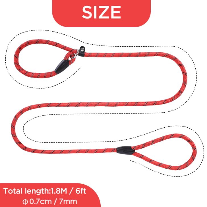 Loutep Slip Lead For Dogs-1.8m Long Rope Dog Leash With Reflective Stitching Slip On Easily With No Collar Or Harness Needed Anti-Choke Dog Slip Lead Ideal For Small Puppy Large & Medium Dogs Training - Image 2