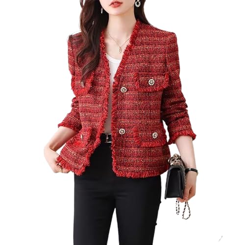 Manteau rouge en laine femme manches longues veste épaisse chaude automne hiver