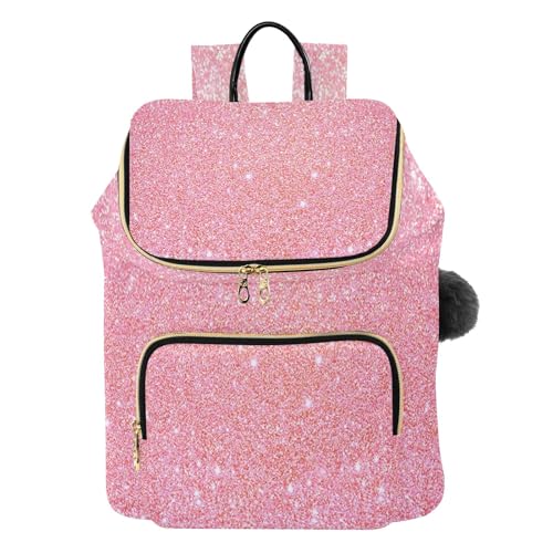 Sac à dos randonnée rose pailleté de qualité supérieure avec pompon chic