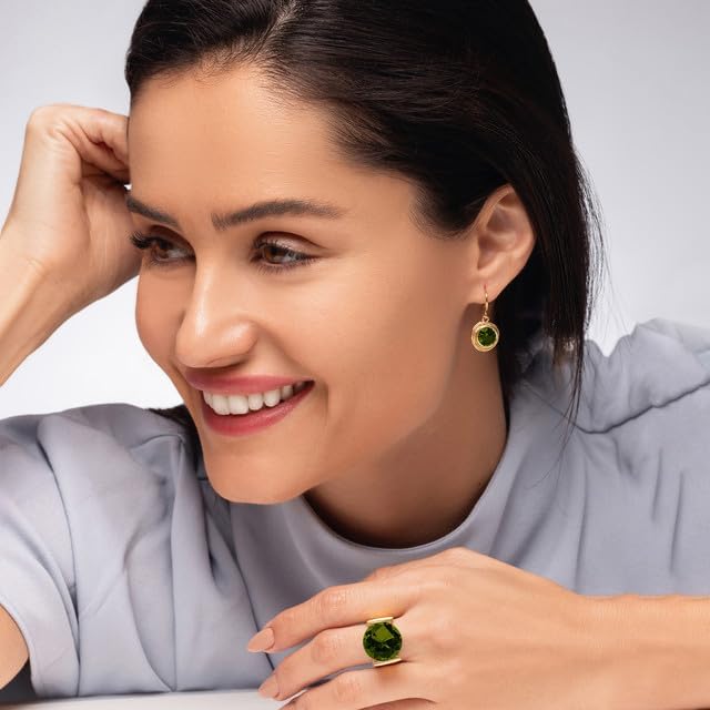 JEAN RACHEL JEWELRY 14K Gold Plated Sterling Silver Ring with 11.75 TCW Cubic Zirconia - Textured Band Vintage Design - Hypoallergenic, Lead & Nickel Free Jewelry Statement Rings for Women - Image 4