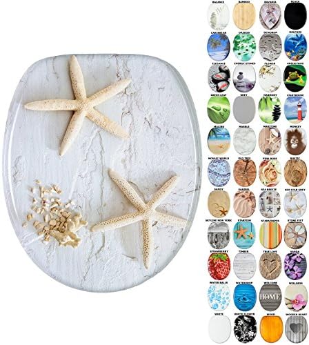 Sanilo Soft Close Toilet Seat, Wide Choice of New Toilet Seats, Stable Hinges, Easy to Mount (Green Leaf)