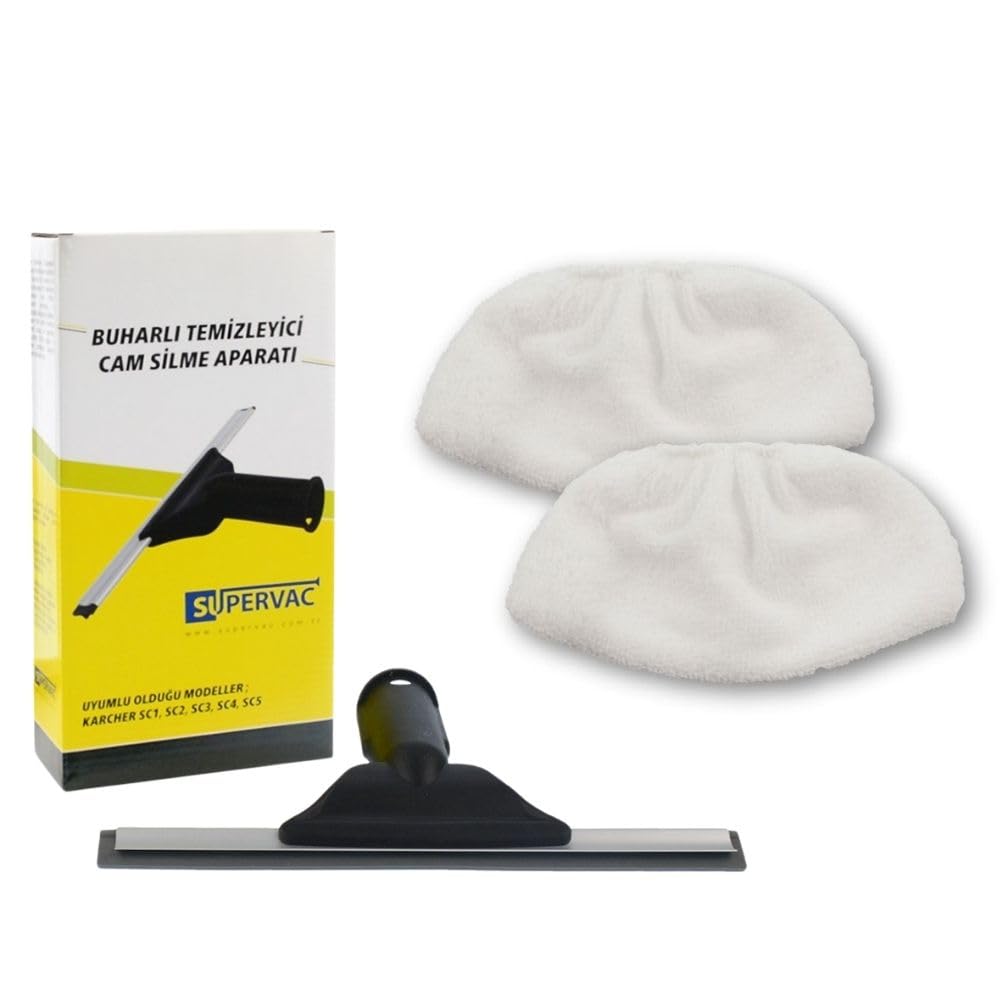 Karcher SC Serisi ile Uyumlu Cam Silme Aparatı ve Mikrofiber Bez Seti 2'li