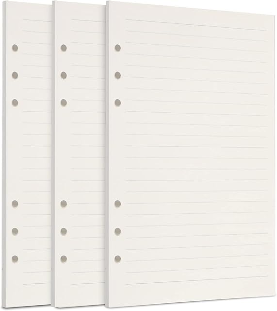 Simpolor 3 Pack A5 Refills Paper - (135 Sheets/270 Pages) A5 Insert Ruled Lined Paper, 6 Holes Binder Inserts Paper for Diary, A5 Refillable Notebook Planner for School Office Journals, 21 x 14.2 cm