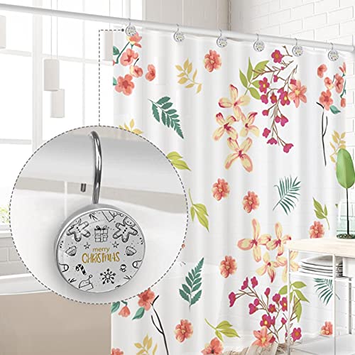 Crochets rideau de douche inox blanc, anneaux durables et inoxydables