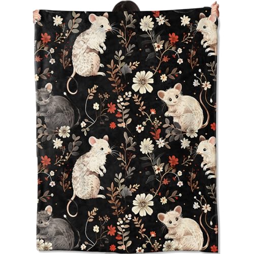 amepay Couverture mignonne en forme de rat, cadeau pour enfants, femmes, adultes, filles, souris, rongeurs, jeté de lit, douce, confortable, légère pour la maison, le canapé, le lit, la décoration de