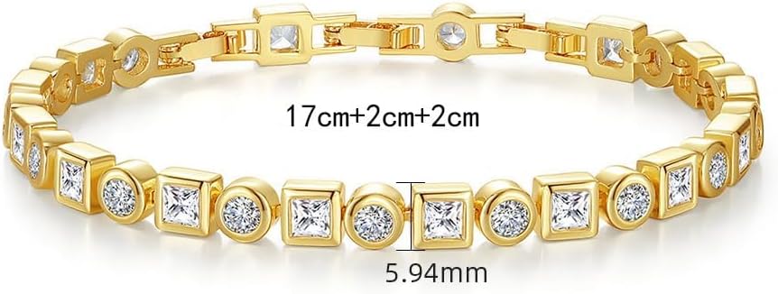 14K Gold Moissanite Square Tennis Bracelet, Women's Elegant Hand Jewelry, Classic Design