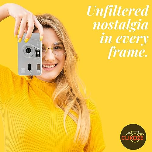 Clikoze Reusable Film Camera Bundle includes Kodak M35 35mm Film Camera, Kodak 35mm film 36 exposures and Tips Card (Grey)
