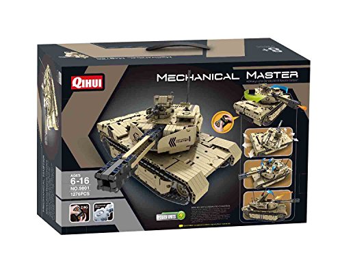 Bo-Toys R/C Shooting Tank Building Bricks Radio Control Toy, 1276 Pcs Military Battle Storm of The Desert  Tank Kit with USB Rechargeable Battery, Construction Build It Yourself Toys - Thumbnail 4