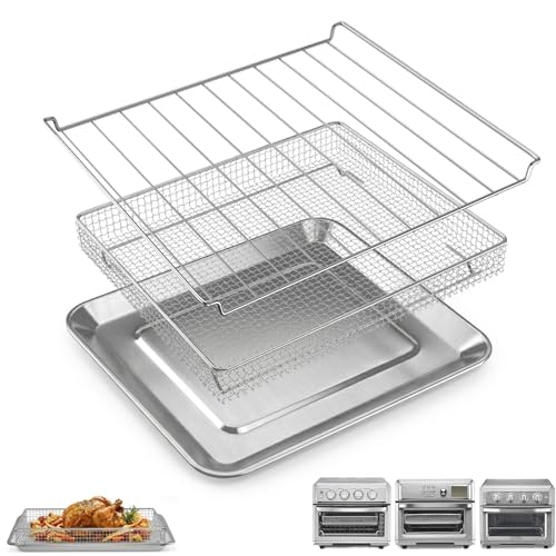 Image of 3PCS Baking Set for Cuisinart TOA-60 /65 /70 Air Fryer Oven, Basket Pan | Air Fryer Toaster Oven,Air Fryer Basket Pan Rack for Oven Air Fryer Accessories,Dishwasher Safe