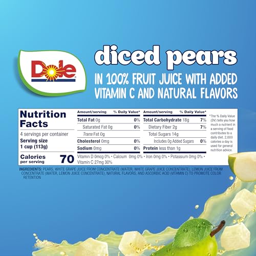 Dole Fruit Bowls Diced Pears, 4oz, 24 Total Cups - image 3
