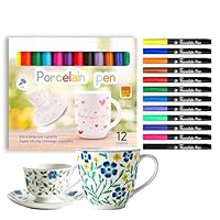 FloraVigo Keramikstifte, spülmaschinenfeste Porzellanstifte, 12 Farben wasserfest, Keramikmalset, geeignet zum Zeichnen von Mustern und Designkreationen auf Porzellan