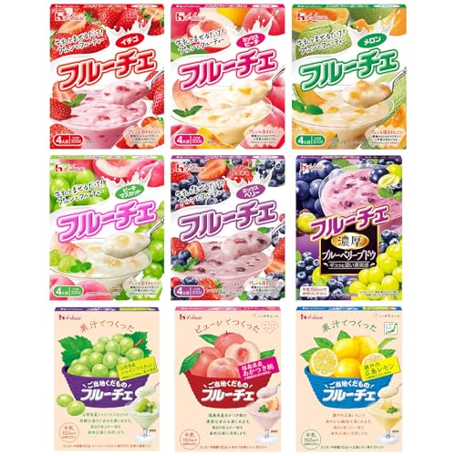 ハウス フルーチェ9種コンプリートセット(イチゴ/ミックスピーチ/メロン/ピーチマスカット/ミックスベリー/濃厚ブルーベリーブドウ/山梨県産シャインマスカット/福島県産あかつき桃/瀬戸内広島レモン)【Amazon.co.jp 限定】【セット買い】※季節によ