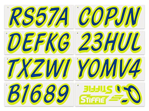 Image of STIFFIE Whipline Solid Navy /Atomic Green 3 inch Alpha-Numeric Registration Identification Numbers Stickers Decals for Boats & Personal Watercraft