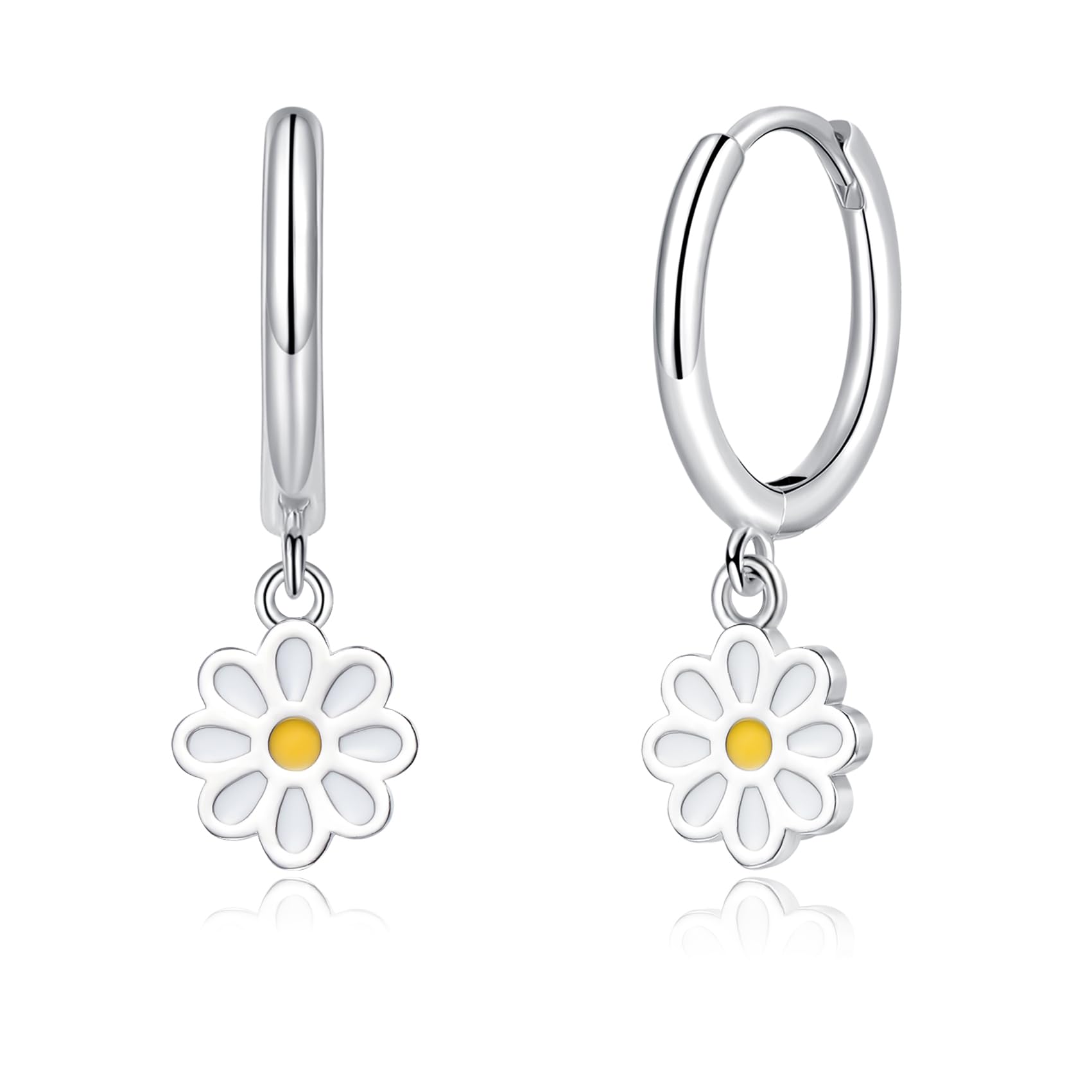 Estrellique Ohrringe Silber 925, Hypoallergen 925 Sterling Silber Creolen mit Herz/Gänseblümchen/Schmetterling Anhängern, Leichte Huggie Ohrringe Creolen Silber, Geschenk für Mädchen Frauen