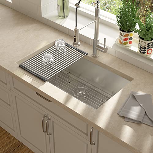 33 Kitchen Sink Stainless Steel - Lordear 33 Inch Undermount Sink Stainless Steel Single Bowl Kitchen Sinks 16 Gauge Deep Single Deep Basin 33X19 Inch Kitchen Sinks Under Mount #TOP1