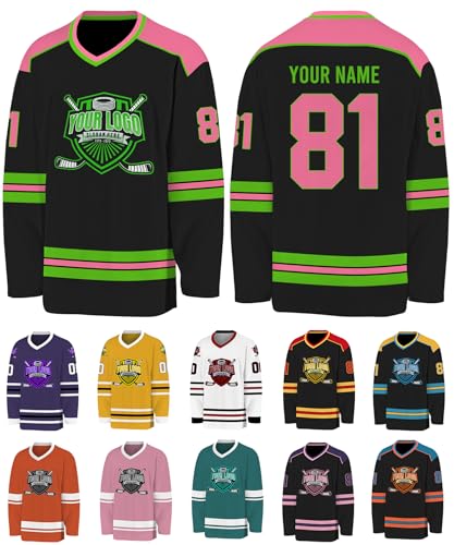 Custom Hockey Jersey Personalized Logo Name Number Hockey Shirts Retro Jerseys Gift for Beer League Team Men Women, S7