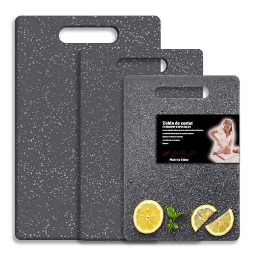 Homshsjhkis 3 Pcs Planche a Decouper Plastique, Decoupe Legumes avec Rainure, Qualité Professionnelle pour Cuisine, Cutting Board, Billot, Chopping Board,...