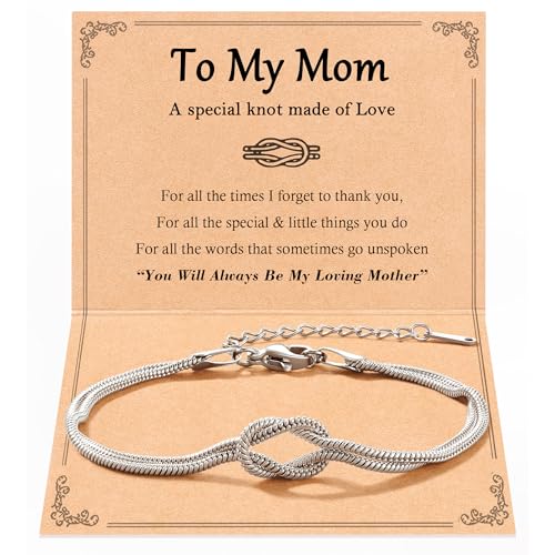 Tarsus Love Knot Mom Bracelet, Mom Birthday Mothers Day Christmas Jewelry Gifts for Mother Women