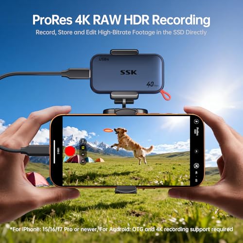 SSK 2TB SSD External Hard Drive up to 4000MB/s, USB4 40Gbps Portable SSD for Thunderbolt 4, External Solid State Drive for iPhone 15/16/17 Pro, Desktop, Laptop, Mac, Phone OTG, with LED Indicator - Image 3