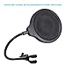 SoloCast Microphone Pop Filter Mask Shield For HyperX SoloCast Mic, 4 Inch 3 Layers Windscreen with Flexible 360°Gooseneck Clip by SUNMON