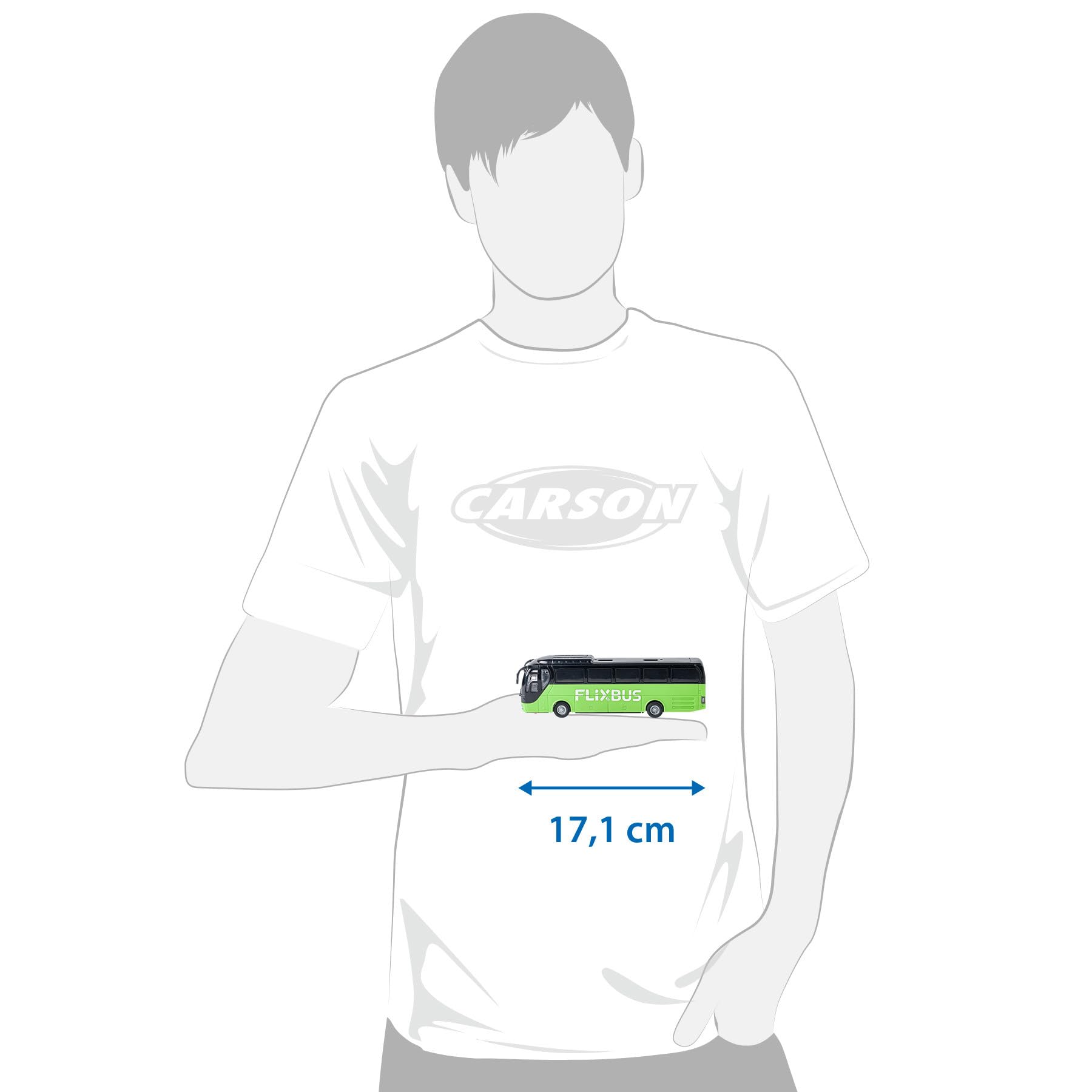 Carson 1:64 Flixbus 2,4 GHz 100% RTR - 100% prêt à Rouler, Bus Jouet, Voiture Jouet, Voiture télécommandée, pour Enfants à partir de 3 Ans, autonomie env. 80 Min, Bus RC, télécommandé
