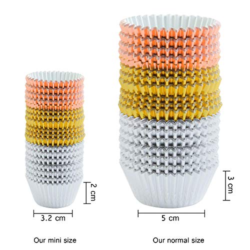 Elcoho EH0248 600 Pieces 1.25 Inch Mini Foil Metallic Cupcake Liners Muffin Paper Cases Baking Cups thumb #2