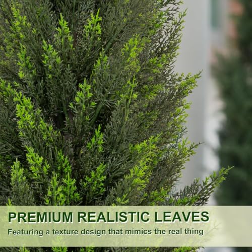 Image of VIVATREES 2Pack 3FT Artificial Cedar Trees in Pots, UV Resistant Faux Evergreen Plants for Indoor Outdoor Decoration, Modern Porch & Entryway Greenery
