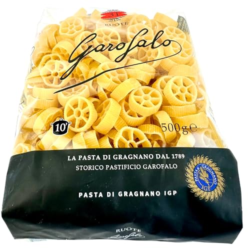 Garofalo Wagon Wheel Pasta 1.1 lb. (500g)(Pack of 2) Pasta Wheels - Rotelle - Ruote - Mini Wheels - Circle Noodles - Pinwheel - Gragnano - Bronze Cut - Slow Dried