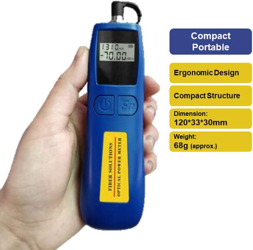 Qiirun Optical Power Meter -70~+10 dBm Fiber Light Meter for Testing 6 Calibrated Wavelengths, 68g Light Weighted