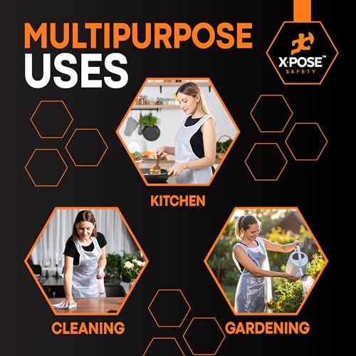 Xpose Safety Plastic Disposable Aprons for Cooking Individually Packaged Durable 1 Mil Waterproof Polyethylene 24\" x 48\" - Thumbnail 3