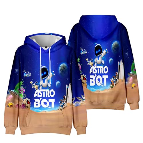 Astro Bot 3D Figure Sweatshirt for Boys Fans Gift - Kids Hoodie Merch (H,140CM,9-10 Years)